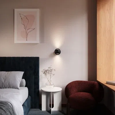 Sonneman Hemisphere Metal Led Flush Mounted Sconce In Textured Black