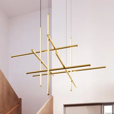 Sonneman Labyrinth Dimmable Led Geometric Chandelier In Brass