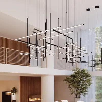 Sonneman Labyrinth Intersections Medium Chandelier In Satin Black