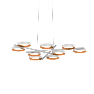 Sonneman Light Guide Ring 9 - Light Sputnik Modern Linear Led Chandelier Aluminum Accents In Satin White,apricot
