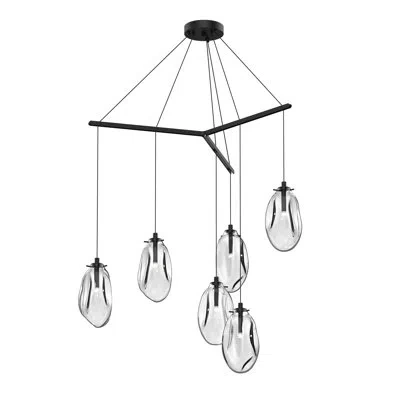 Sonneman Liquid 6 - Light Cluster Geometric Pendant In Clear