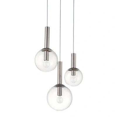 Sonneman Mansbury 3-light Cluster Globe Pendant In Polished Nickel