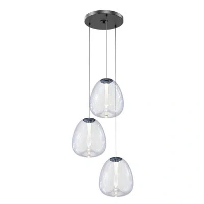 Sonneman Mela 3 - Light Cluster Geometric Led Pendant In Satin Black