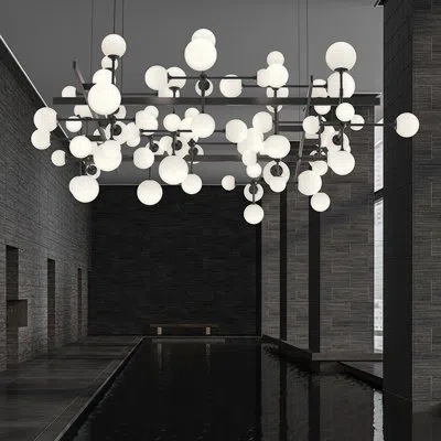 Sonneman Nebula - Square Led Chandelier - Large - 240" Cable In Satin Black