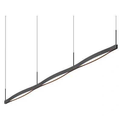 Sonneman Ola 3 - Light Kitchen Island Linear Led Pendant In Satin Black