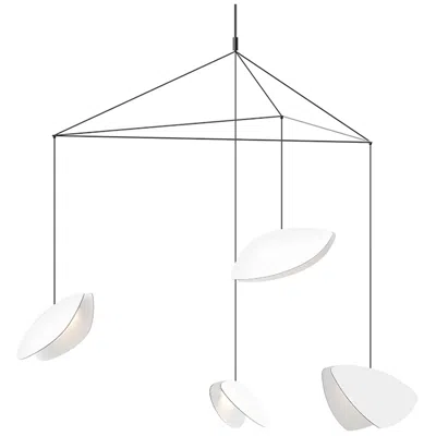 Sonneman Papillons 4-light Large Led Pendant - Satin Black - Satin White