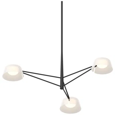 Sonneman Ray 35.75"w 3-light Satin Black Frame Round Chandelier W/ Opal White S