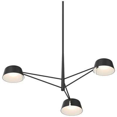 Sonneman Ray 35.75"w 3-light Satin Black Frame Round Chandelier W/ Satin Black