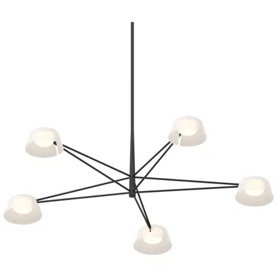 Sonneman Ray 45.25"w 5-light Satin Black Frame Round Chandelier W/ Opal White S