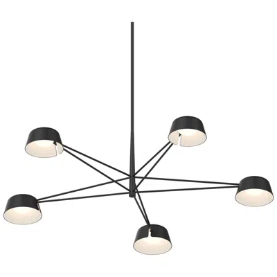 Sonneman Ray 45.25"w 5-light Satin Black Frame Round Chandelier W/ Satin Black