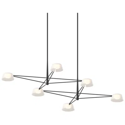 Sonneman Ray 67.75"w 6-light Satin Black Rectangle Chandelier W/ Opal White Sha