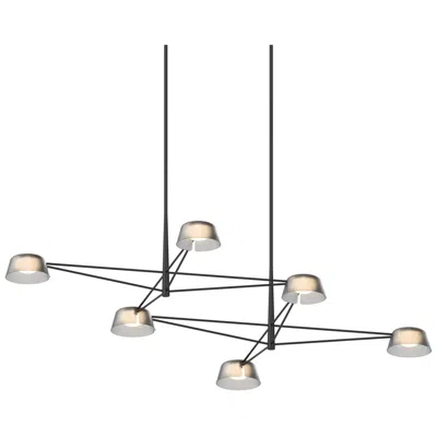 Sonneman Ray 67.75"w 6-light Satin Black Rectangle Chandelier W/ Smoked Etched