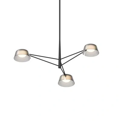 Sonneman Ray Chandelier In Smoked Etched,satin Black