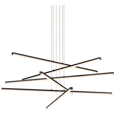 Sonneman Stix 40" Wide Led Chandelier 6-arm Satin Black 240" Cable