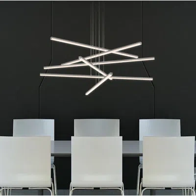 Sonneman Stix - Led Chandelier - 3-arm In Bright Satin Aluminum