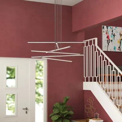 Sonneman Stix - Led Chandelier - 6-arm In Bright Satin Aluminum