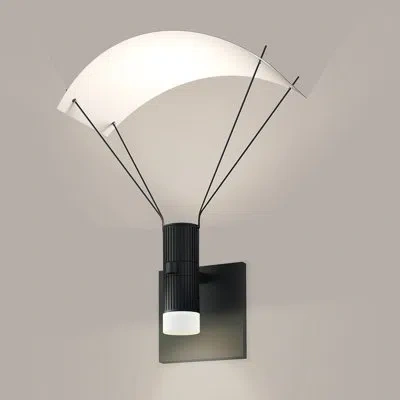 Sonneman Suspenders® 1 - Light Aluminum Duplex Cylinders Led Armed Sconce With Glass Drum Diffuser And Parach In Satin Black
