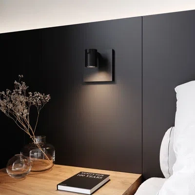 Sonneman Suspenders® 1 - Light Aluminum Led Armed Sconce With Flood Lens In Satin Black