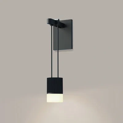 Sonneman Suspenders® 1 - Light Mini Aluminum Led Armed Sconce With Glass Drum Diffuser In Satin Black