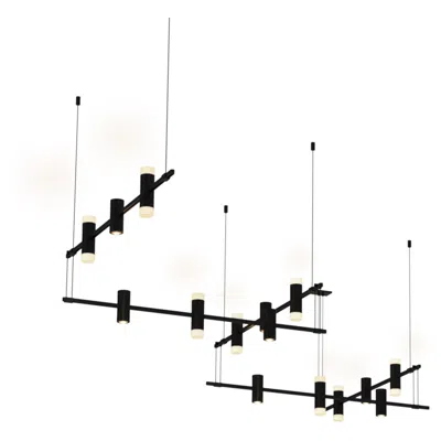 Sonneman Suspenders 106" Wide 5-bar Satin Black Zig Zag Pendant