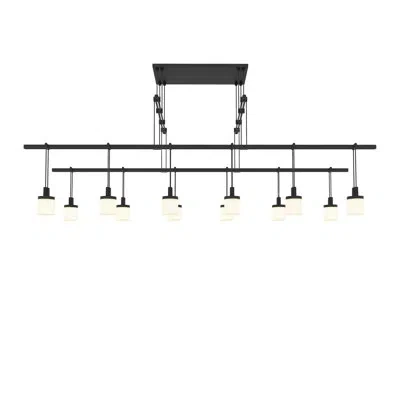 Sonneman Suspenders® 12 - Light Kitchen Island Drum Led Pendant In Stain Black