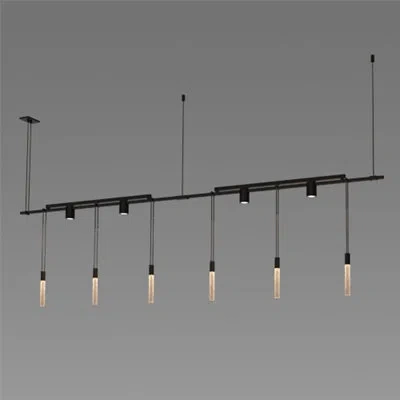 Sonneman Suspenders® 12 - Light Kitchen Island Linear Led Chandelier With Crystal Accents In Satin Black
