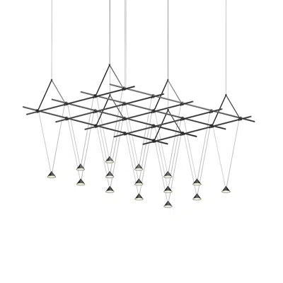 Sonneman Suspenders® 15 - Light Geometric Cone Led Chandelier In Satin Black