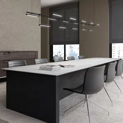 Sonneman Suspenders® 15 - Light Kitchen Island Linear Led Pendant In Satin Black