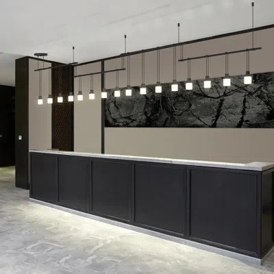 Sonneman Suspenders® 16 - Light Kitchen Island Drum Led Pendant In Satin Black