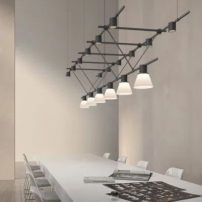 Sonneman Suspenders® 18 - Light Kitchen Island Modern Linear Led Pendant In Satin Black