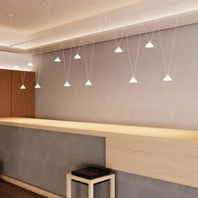 Sonneman Suspenders® 1-tier Linear - 48" - V-line Etched Glass Cone Luminaires In Satin White