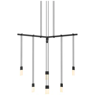Sonneman Suspenders - 24" 1-tier Tri-bar - Satin Black - White Etched Glass