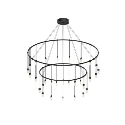 Sonneman Suspenders 30-light Led Unique / Statement Tiered Chandelier In Satin