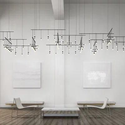 Sonneman Suspenders® 35 - Light Sputnik Modern Linear Led Chandelier In Satin Black