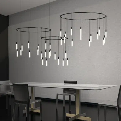 Sonneman Suspenders® 36 - Light Geometric Cylinder Led Chandelier In Satin Black