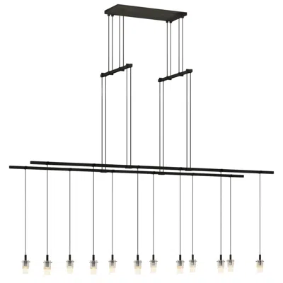 Sonneman Suspenders 48" 2-tier Satin Black Tandem Pendant With Cylider Luminair