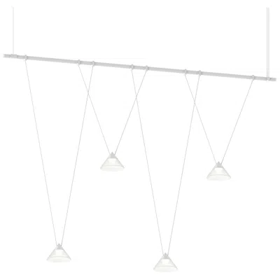 Sonneman Suspenders 48"w Satin White Linear V-line Etched Glass Cone Luminaires