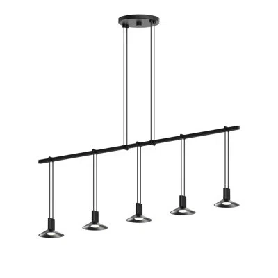 Sonneman Suspenders® 5 - Light Kitchen Island Tiered Led Pendant In Satin Black