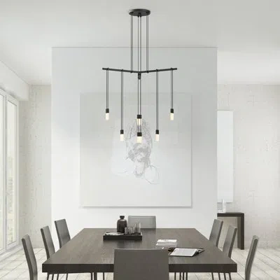 Sonneman Suspenders® 6 - Light Cluster Tiered Led Pendant In Satin Black