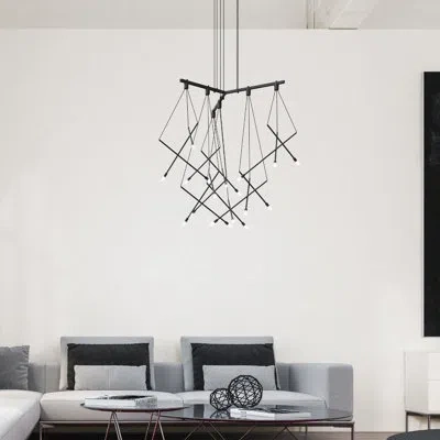Sonneman Suspenders® 6 - Light Geometric Linear Led Chandelier In Satin Black