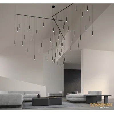 Sonneman Suspenders® 62 - Light Cylinder Linear Led Chandelier In Satin Black