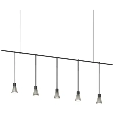 Sonneman Suspenders 72" Satin Black Linear Pendant With Parasol Shade Cylinders