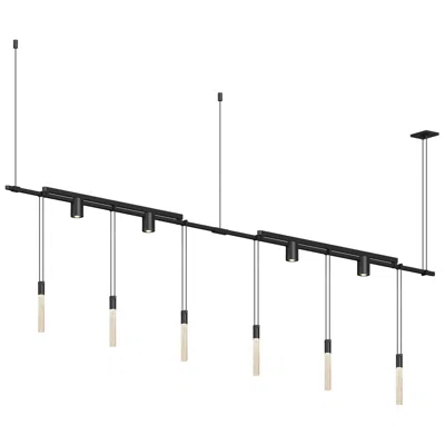 Sonneman Suspenders 73" Wide 2-bar Satin Black In-line Linear Pendant