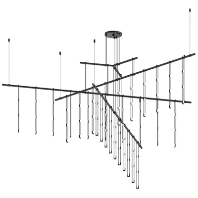 Sonneman Suspenders 82.5"w 4-tier Tri-bar Black Crystal Ladder Light Luminaires