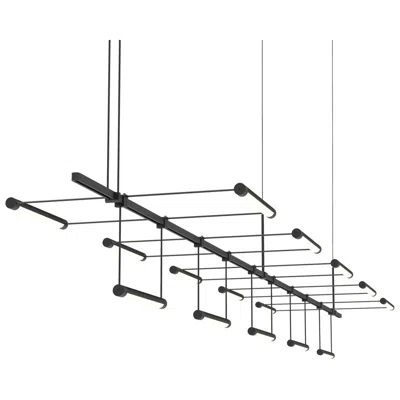 Sonneman Suspenders 96" Satin Black Linear Pendant With Rotational Luminaires