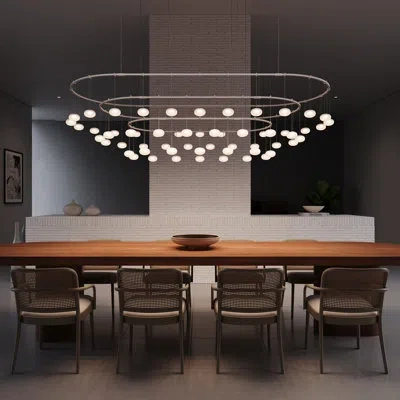 Sonneman Suspenders® Path 3-bar Racetrack - Height Adjustable Etched Globe Luminaires In Satin White