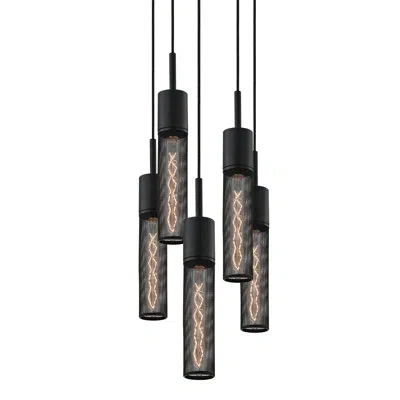 Sonneman Urban Edge 5-light Pendant - Textured Black