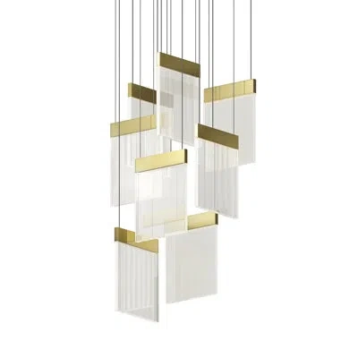 Sonneman V Panels 8 - Light Led Unique/statement Pendant In Polished Chrome