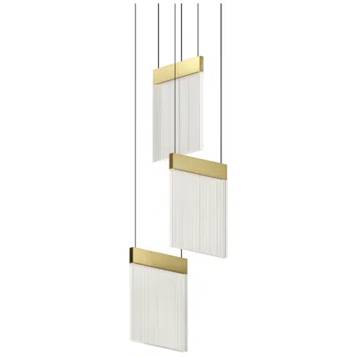 Sonneman V Panels 8.75" Wide 3 Light Brass Pendant