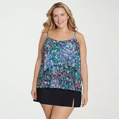 Sonnet Shores Womens Dots Plus Tankini Swimsuit Top In Multi
